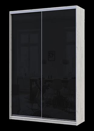Шафа купе сіті лайт слім біле дерево скло чорне 150х45х225 (44900300)