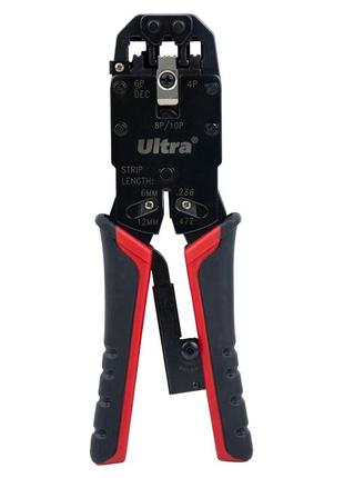 Клещи для обжима коннекторов 4р4с, 6р6с, 8р8с, 10р10с с трещоткой ultra   профессиональный инструмент дл gl-55