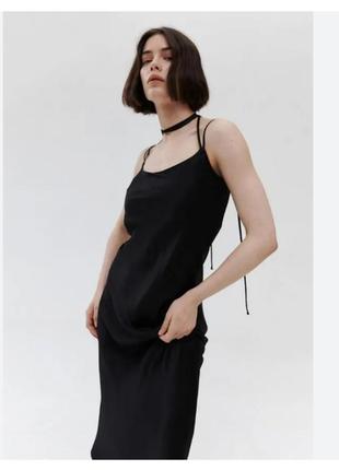 Платье слип сарафан миди zara натуральная ткань