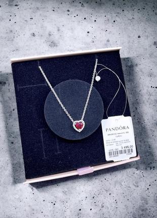 Пандора pandora оригінальна бирка срібне намисто кулон підвіска серце червоне червоний камінчик серця серце сердечко срібло s925 ale нове