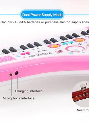 Дитячий синтезатор із мікрофоном. електросинтезатор для дітей розвиваюча іграшка синтезатор 37 клавіш6 фото