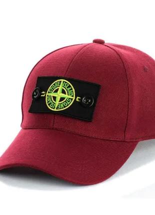 Бейсболка с патчем "stone island" бордовый