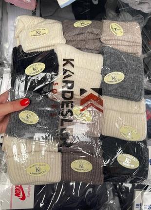 Упаковка 12 пар шкарпетки носки шерстяні шерсть kardesler трендові асорті молочні в рубчик однотонні з відворотом підкатом для фотосесії