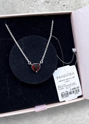 Пандора pandora оригінальна бирка срібне намисто кулон підвіска серце червоне червоний камінчик серця серце сердечко срібло s925 ale нове