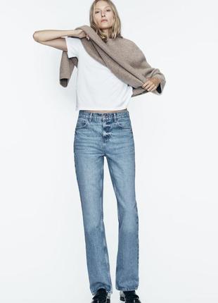 Прямі джинси zara з високою посадкою