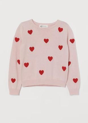 Трикотажный свитер сердечка h&m р.8-10