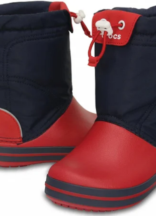 Crocs крокс детские зимние ботинки сапоги crocband lodgepoint snow boots blue navy blue red