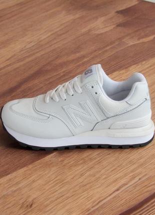Кросівки new balance white нью беланс білі шкіра (0218)