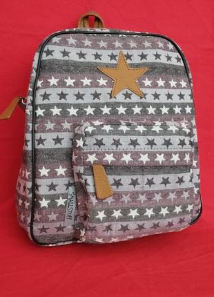 Дитячий наплічник  рюкзак smallstuff multi star тканина шкіра сірий