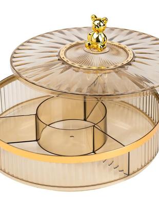 Конфетница пластиковая на 4 отделения круглая 26 см tea color