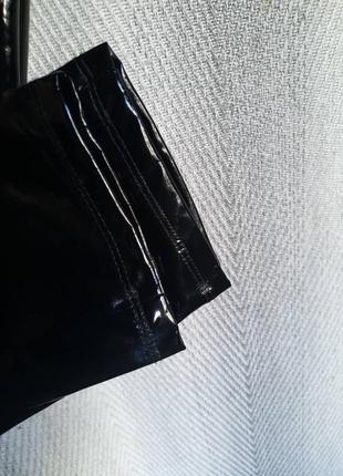 Супер виниловые латексные лосины леггинсы черные штаны на резинке высокая талия лаковые латекс