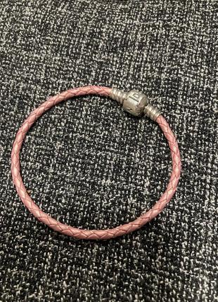 Браслет pandora кожаное серебро 925