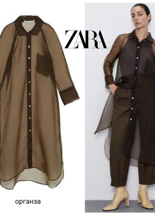 Zara прозоре плаття сорочка колір хакі