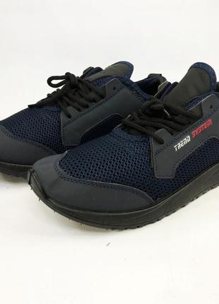 45 размер кроссовки летние сетка мужские кроссовки синие с черным из ткани дышащие