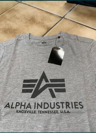 Футболка спортивная туристическая фирменная alpha industries sport casual military tactical котоновая альфа серая качественная