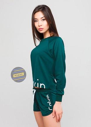 Розпродаж! жіночий спортивний костюм світшот шорти зелений