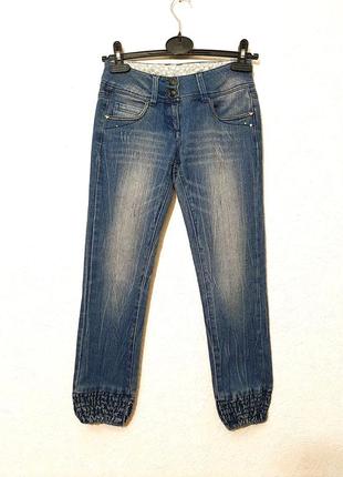 Denim co брендовые джинсы джоггеры джинсовые синие на девочку 7-8-9-10 лет на резинке в поясе