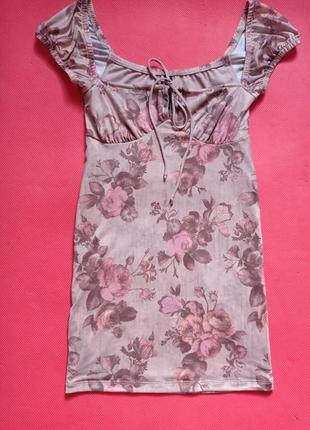 Платье сетка персикового цвета в цветочный принт motel6 фото