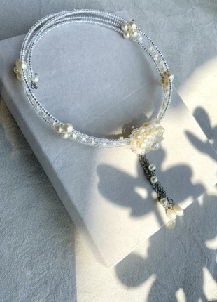 Чокер прикраса на шию японський вінтаж перламутр бісер колье