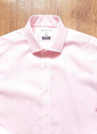 Рубашка розовая клетка tm lewin fitted 15.5" 100% cotton размер m