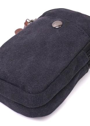 Сумка мужская на пояс с карабином барсетка из текстиля vintage 22223 черный