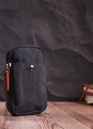 Сумка мужская на пояс с карабином барсетка из текстиля vintage 22223 черный