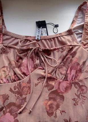 Сукня сітка персикового кольору з квітковим принтом motel8 фото