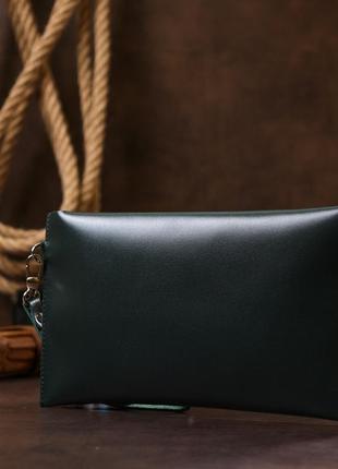 Кожаная практичная тревел-косметичка shvigel 16423 зеленый