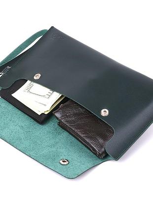 Кожаная практичная тревел-косметичка shvigel 16423 зеленый