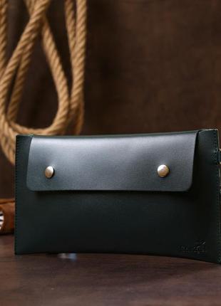 Кожаная практичная тревел-косметичка shvigel 16423 зеленый