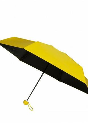 Компактный зонтик в капсуле-футляре желтый, маленький зонт в капсуле. цвет: желтый5 фото
