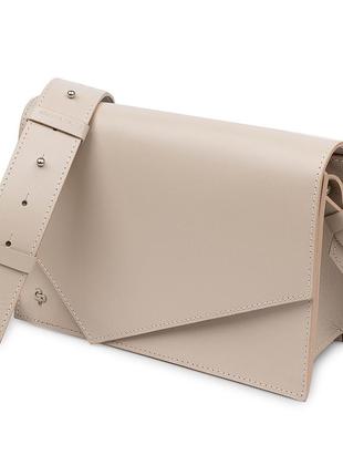 Шкіряна жіноча сумка в діловому стилі grande pelle 11568 бежевий
