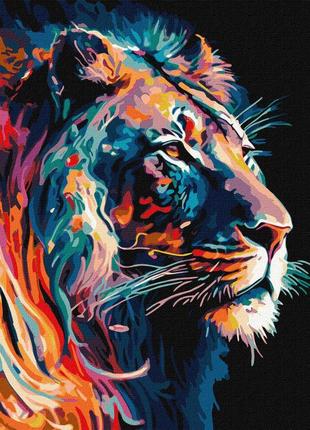 Картина за номерами "граціозний лев" ©art_selena_ua ідейка kho6517 40х50 см з фарбами металiк extra1 фото