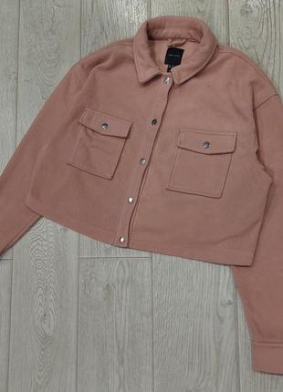 Стильная флисовая укороченная рубашка, флисовый жакет пудрового цвета new look 48-523 фото