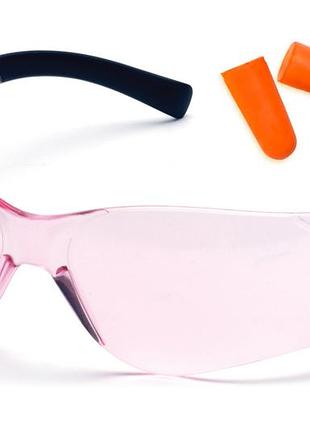 Захисні окуляри pyramex mini-ztek (light pink) combo, рожеві (беруші входять в комплект)