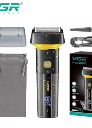Электробритва vgr v-355 шейвер для влажного и сухого бритья, ipx6, led дисплей
