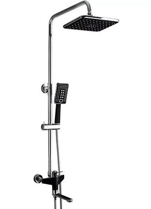 Душева система frap f2457, поворотний вилив - перемикач на лійку/душ, 3 режими, чорний/хром