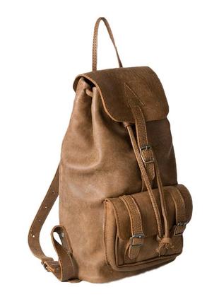 Rowdy малый кожаный рюкзак городской коричневый натуральная кожа6 фото