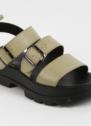Босоніжки жіночі шкіряні 339850 р.37 (24) fashion зелений