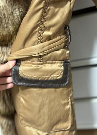 Пальто пуховик с натуральным мехом песца7 фото