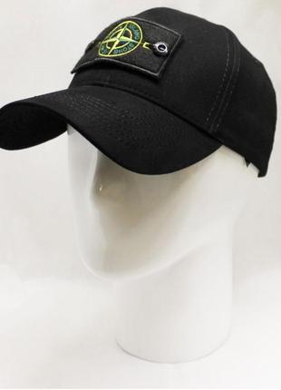 Кепка мужская stone island черная стон айленд с патчем универсальный размер