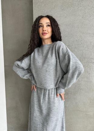 Женский теплый костюм юбка и свитер