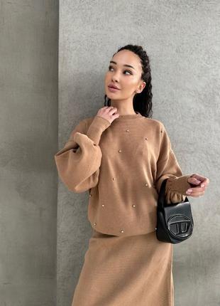 Женский теплый костюм юбка и свитер