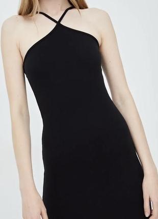 Летнее платье мини с переплетением на шее zara
