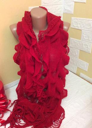 Шарф женский 220*20 в * вязаный декор