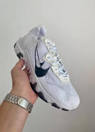 Nike react vision white black swoosh, кросівки чоловічі найк білі, мужские кроссовки найк