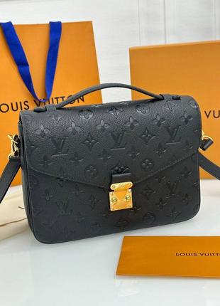 Сумка в стилі louis vuitton pochette metis mini чорна шкіра