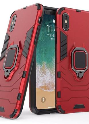Чохол ring case для apple iphone xs max броньований бампер з кільцем червоний