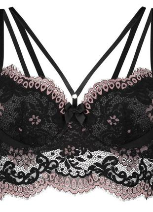 Бюстгальтер hunkemoller 75 b, бюстик топ кружевной с портупеей