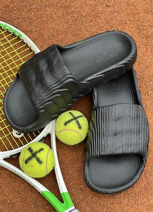 Шльопанці чоловічі чорні ребристі, літні слайдери